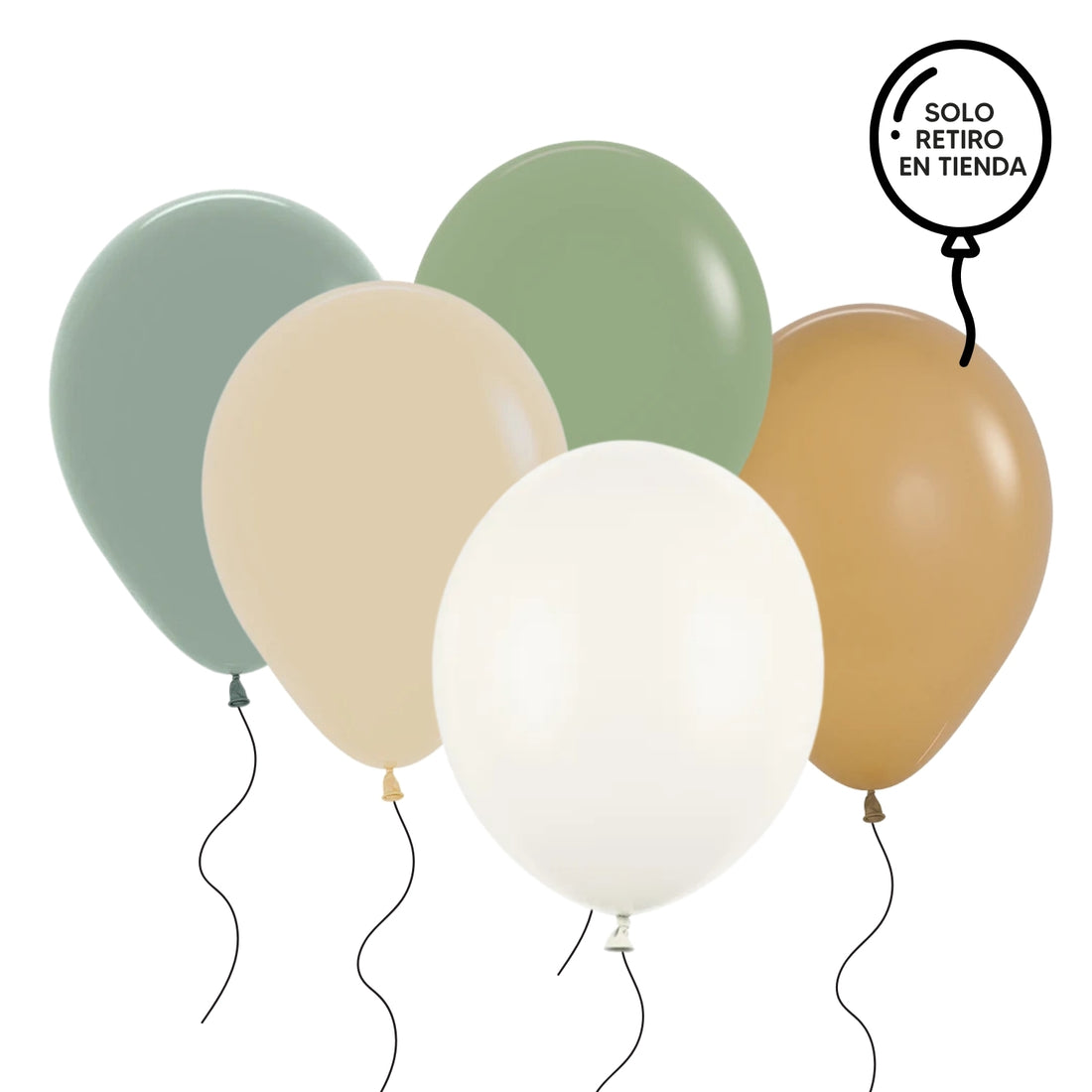 Ramo de globos inflados con helio - olivo