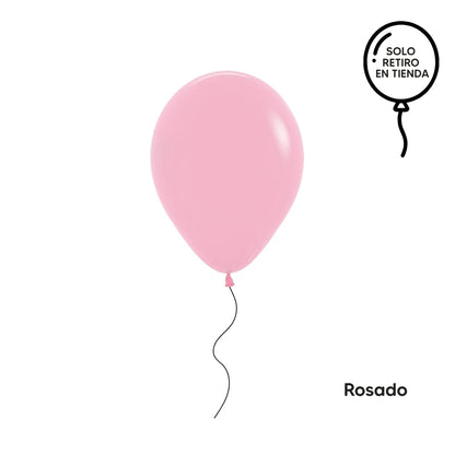 Globo 30cm inflado con helio - rosados (elige un color)