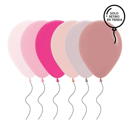 Globo 30cm inflado con helio - rosados (elige un color)