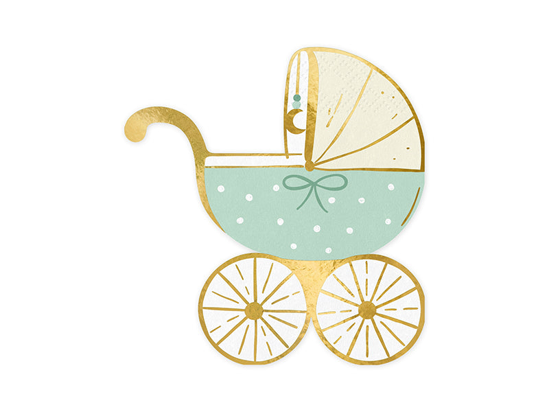 Servilletas con forma de carrito de bebé celeste