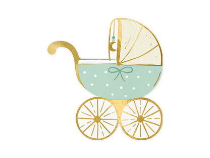 Servilletas con forma de carrito de bebé celeste