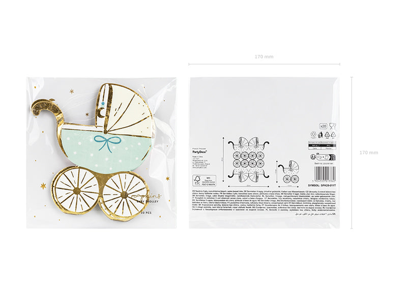Servilletas con forma de carrito de bebé celeste