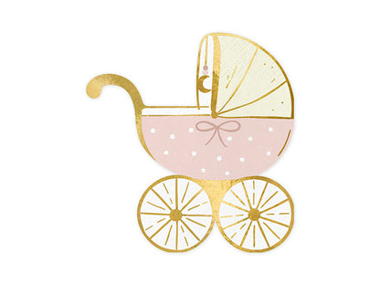 Servilletas con forma de carrito de bebé rosado