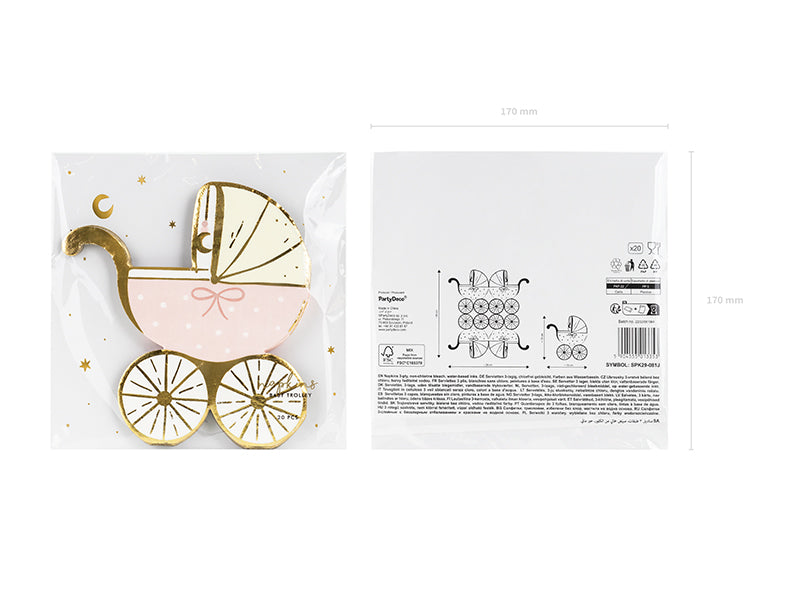 Servilletas con forma de carrito de bebé rosado