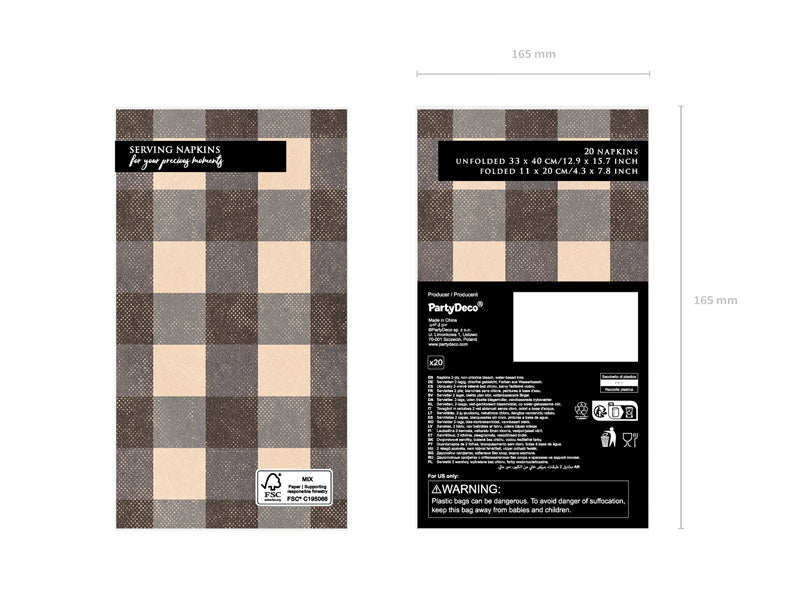 Servilletas cuadros negros y beige - alargadas
