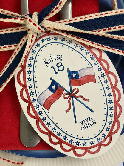 Tags de Mesa - Oval Banderas Feliz 18