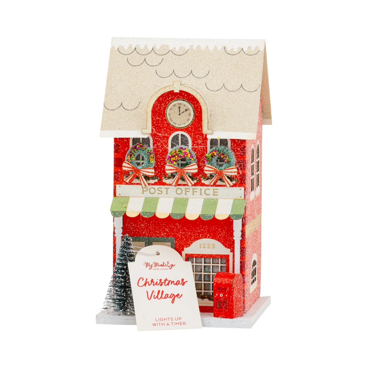Casa aldea de Navidad iluminada - Post Office