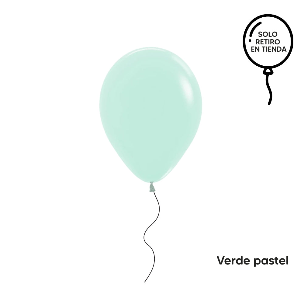 Globo 30 cm inflado con helio - Verde (elegir un color)