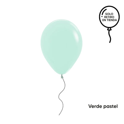 Globo 30 cm inflado con helio - Verde (elegir un color)