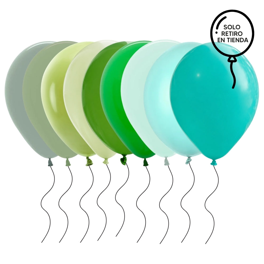 Globo 30 cm inflado con helio - Verde (elegir un color)