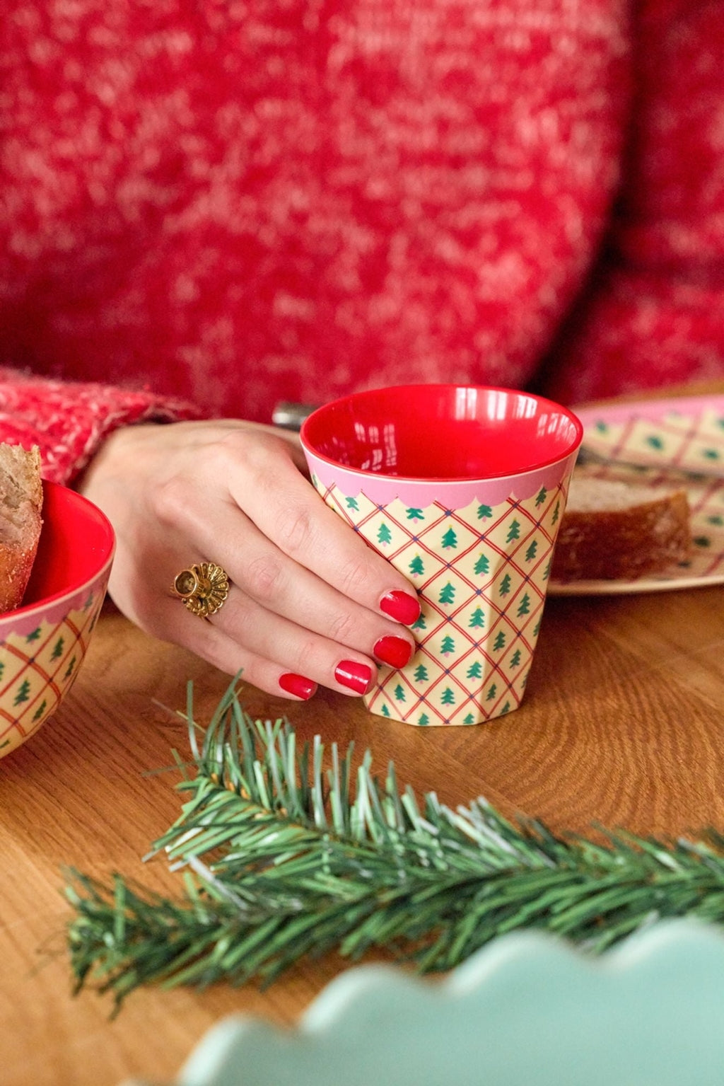 Bowl de melamina mediano - escena de Navidad
