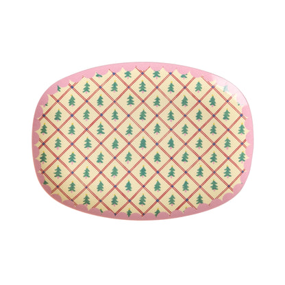 Plato de melamina rectangular pequeño - árboles de Navidad