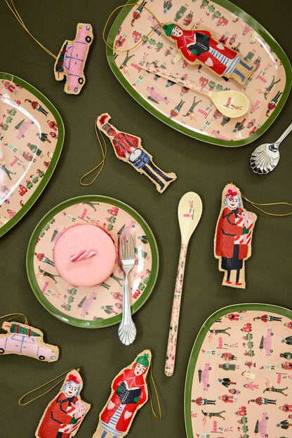 Plato de melamina rectangular pequeño - escena de Navidad