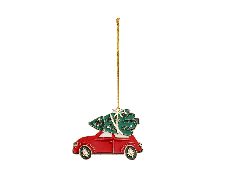 Adorno para el árbol - auto de Navidad de metal