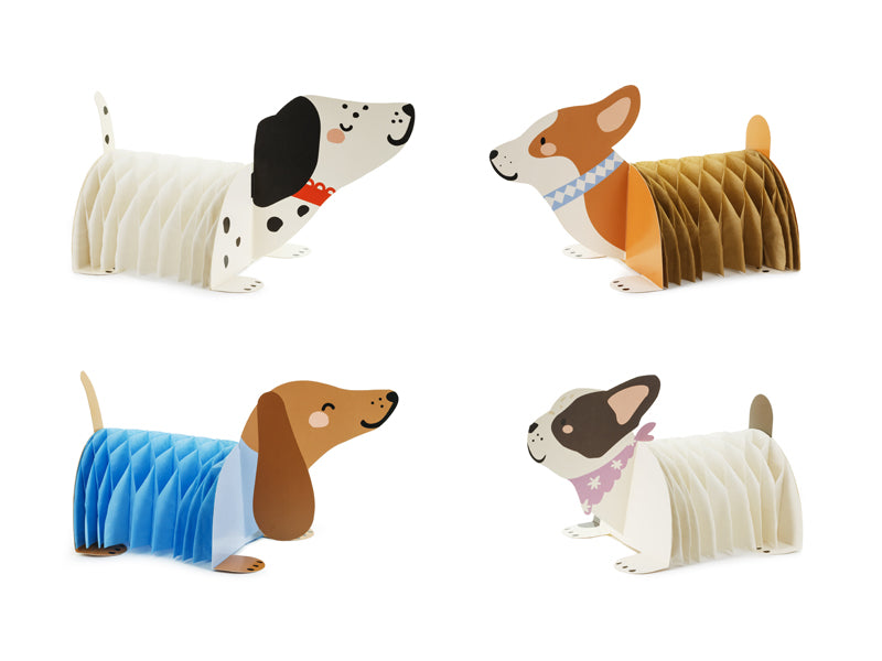 Decoraciones de honeycomb balls - perritos