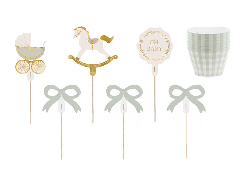 Set para cupcake baby - toppers y bases (6u)