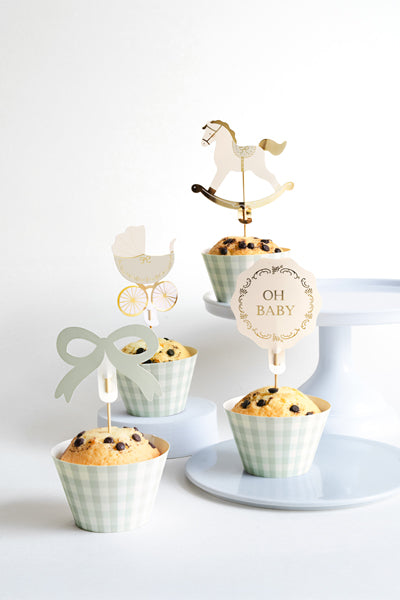 Set para cupcake baby - toppers y bases (6u)