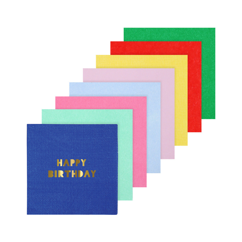 Servilletas Happy Birthday 8 colores básicos - pequeñas