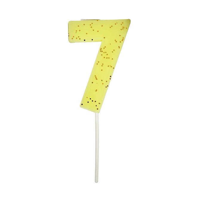 Vela con forma de número - 7 amarillo