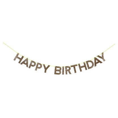 Esta guirnalda de Meri Meri, tiene las palabras &quot;Happy Birthday&quot; en color dorado glitter y es genial para cualquier celebración !  Viene con una cinta amarillo neón para colgar 