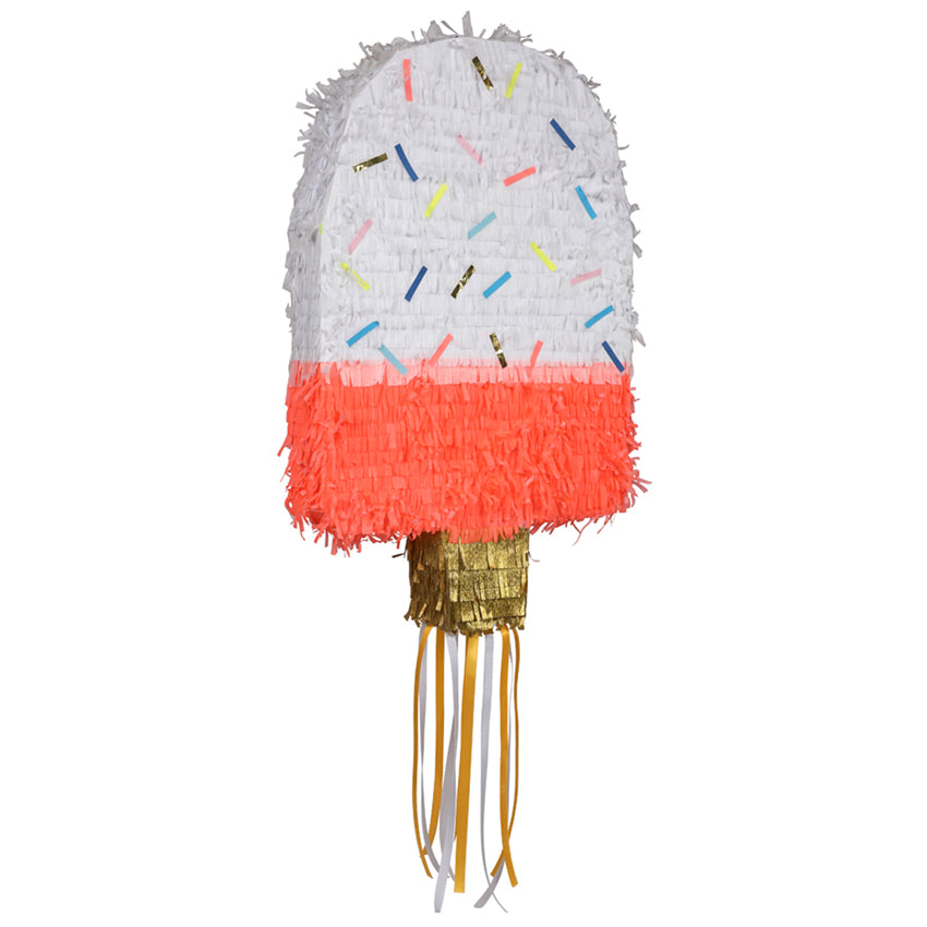 La diversión está asegurada con esta piñata en forma de helado de Meri Meri ! Está decorada con papel de seda en colores brillantes y detalle en dorado.