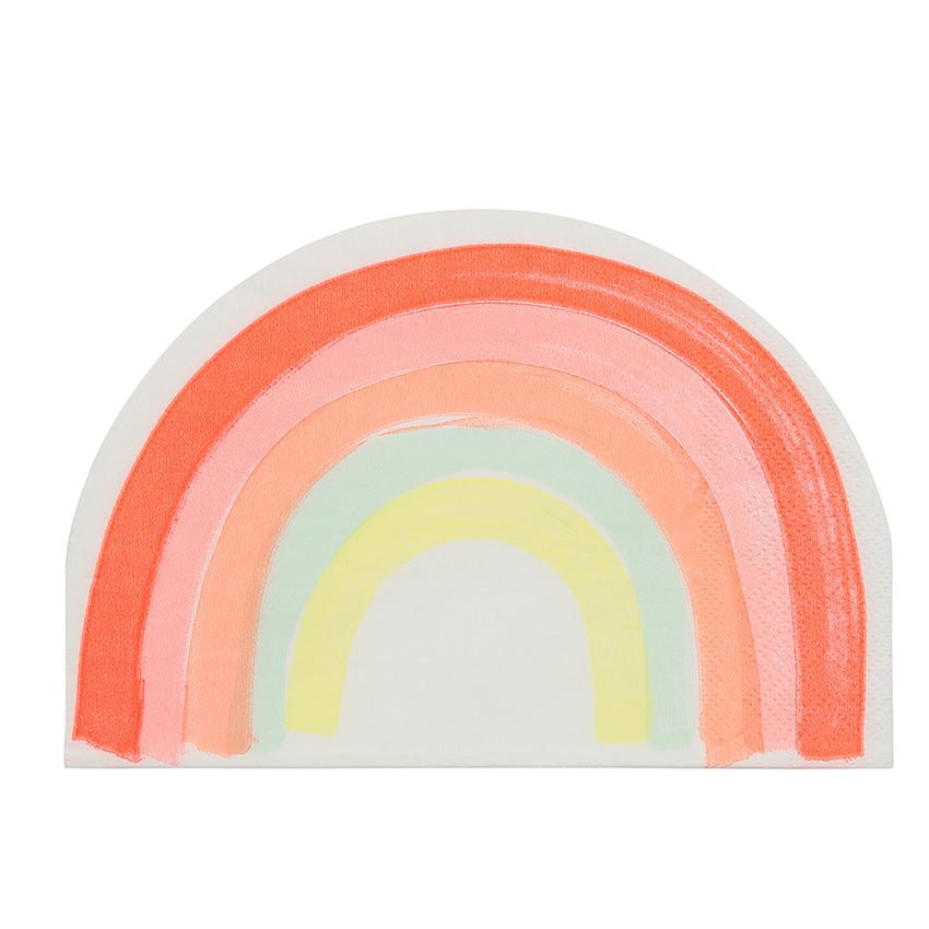Estas servilletas con forma de arcoiris de Meri Meri son soñadas ! El diseño del arcoiris es suave y delicado, parece pintado con acuarela.