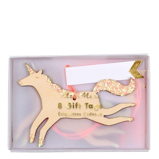 Tags de madera para regalos - Unicornios
