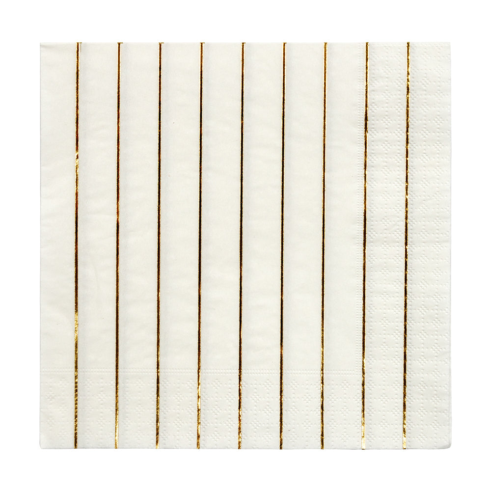 Servilletas blancas con lineas doradas - grandes