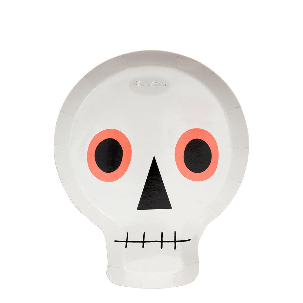 Platos con forma de calavera neón - grandes