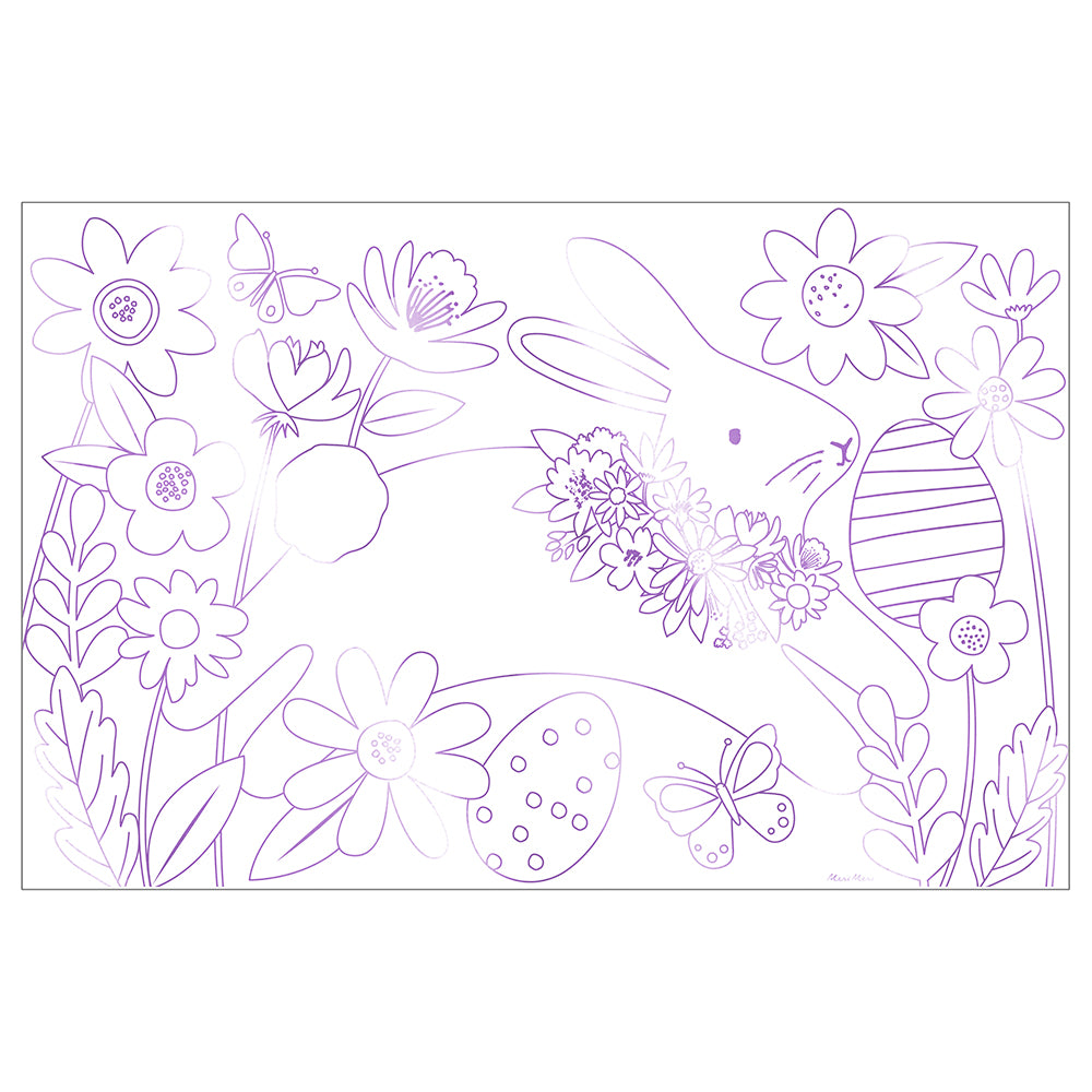 Poster para colorear - conejos primaverales