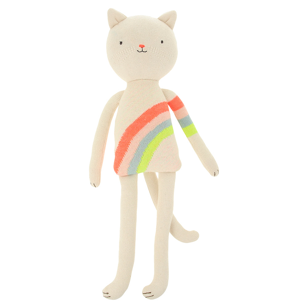 Muñeco tejido pequeño - gato arcoiris