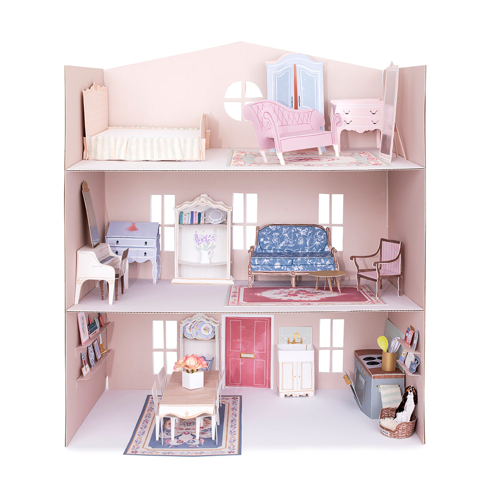Casa de cartón para mini muñecas