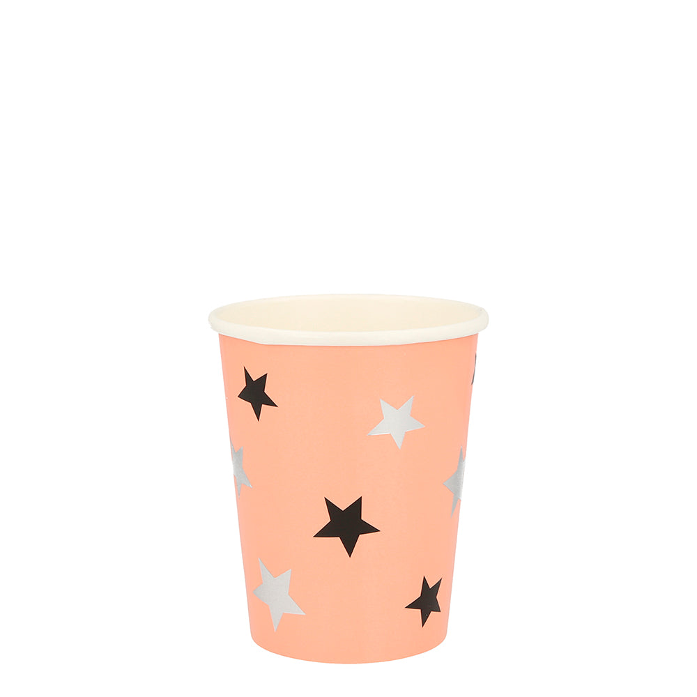 Vasos damasco pastel con estrellas doradas