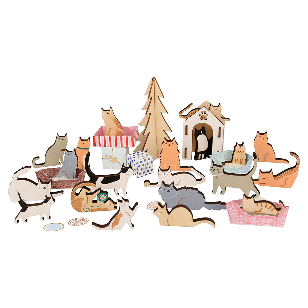 Calendario de adviento - gatos de madera