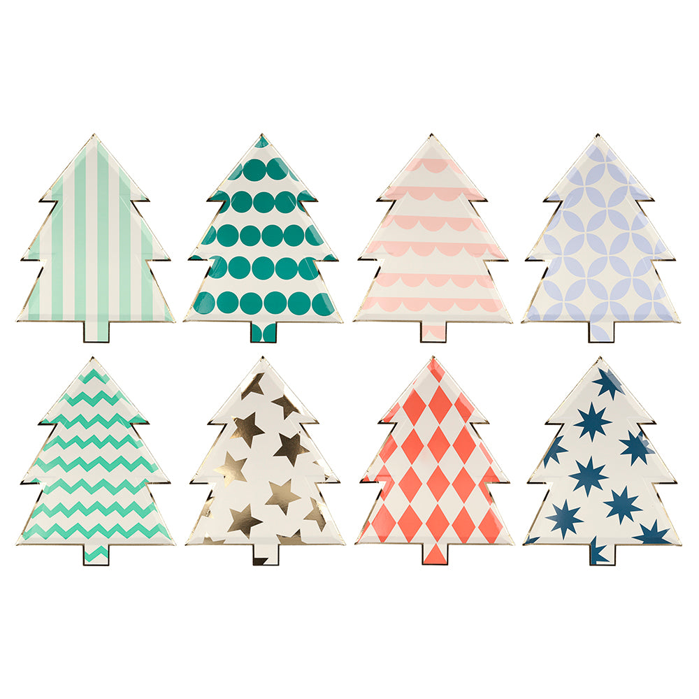 Platos árboles de Navidad pastel