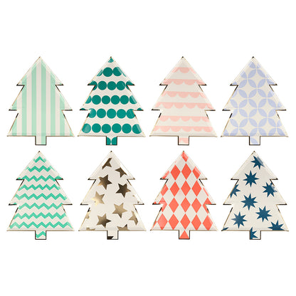 Platos árboles de Navidad pastel