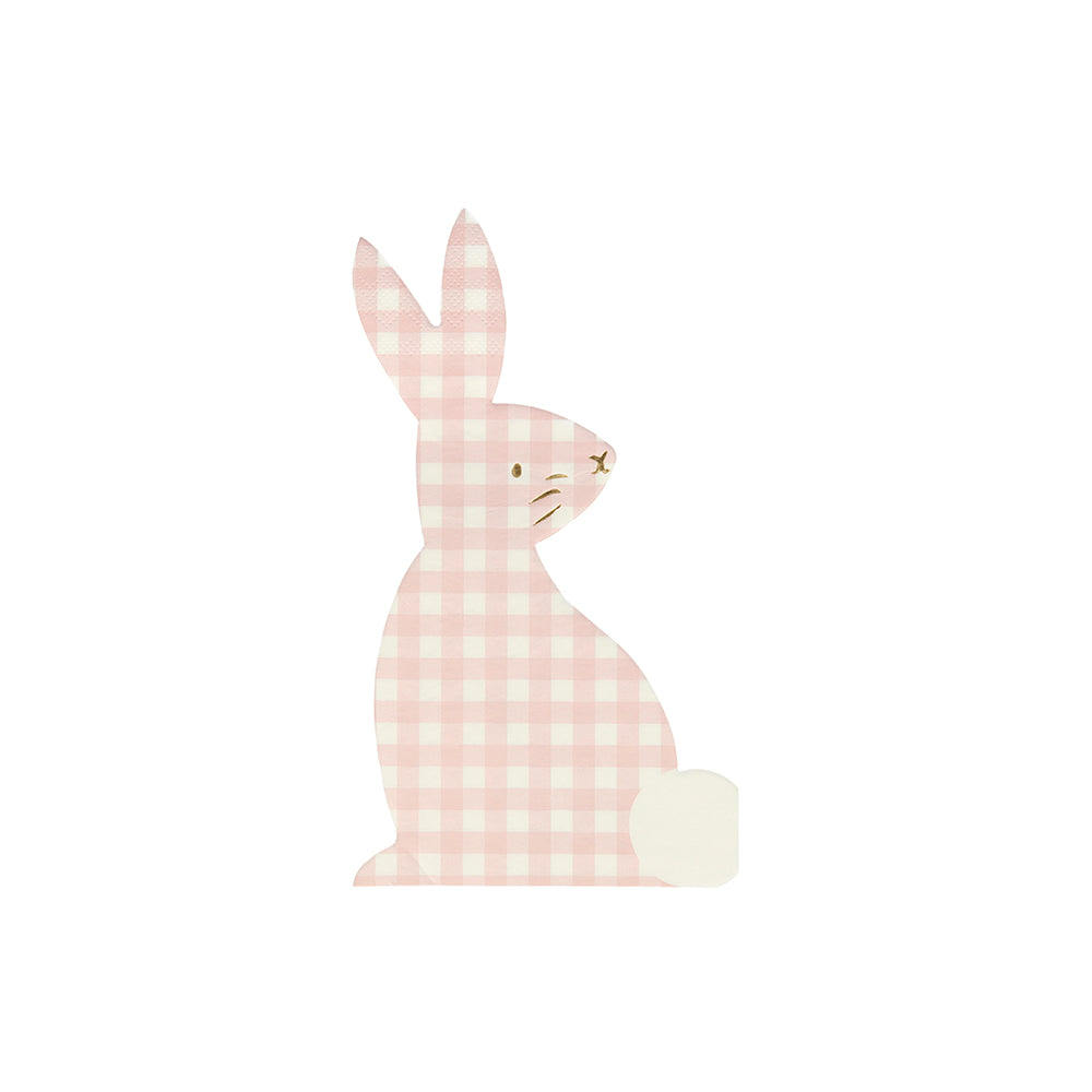Servilletas con forma de conejo cuadrillé (4 colores)