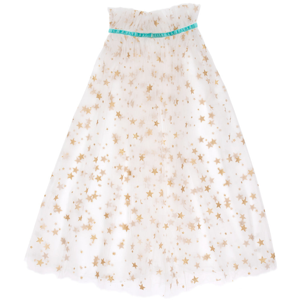 Disfraz - capa de tul blanco con estrellas