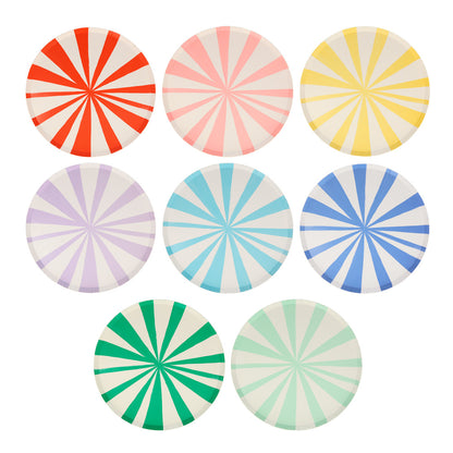 Platos rayas 8 colores - medianos 21.6 cm