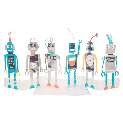 Tarjeta - acordeón robots (happy birthday)