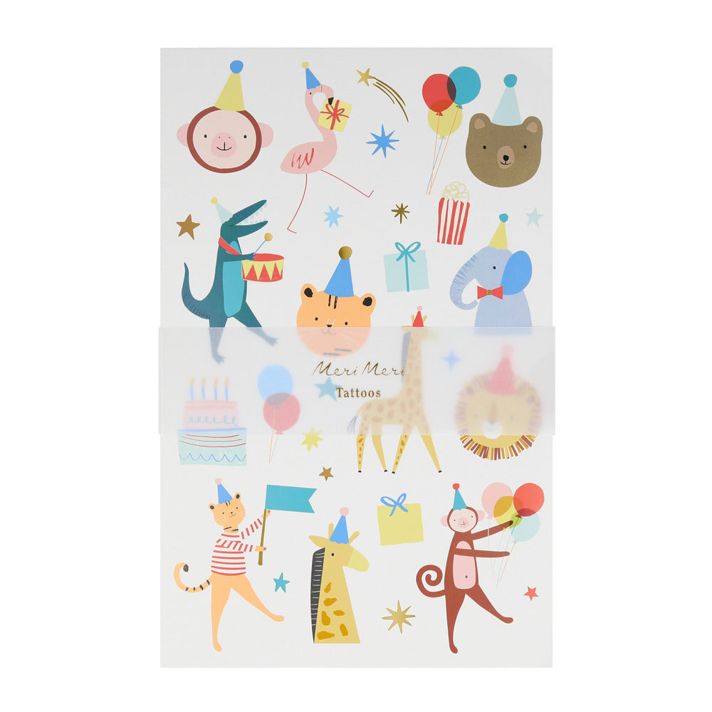 Hojas de tatuajes - desfiles de animales (2 hojas)