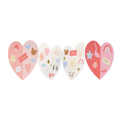 Set tarjetas de la amistad - corazón con stickers (12 unidades)