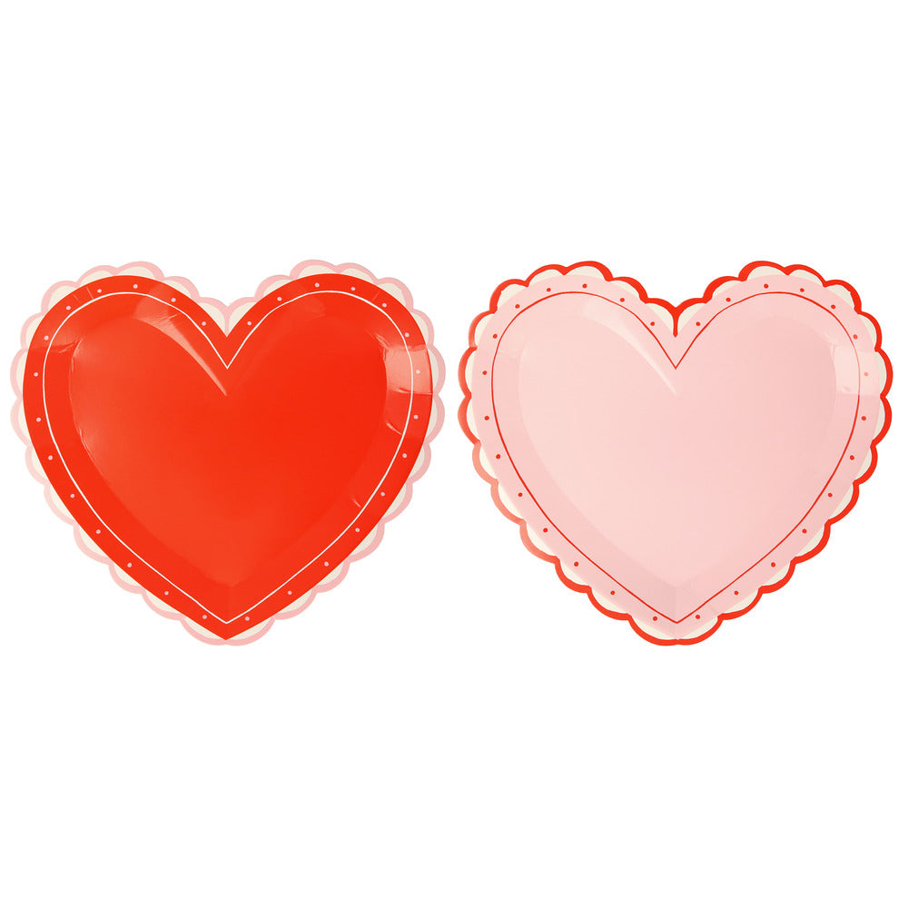 Platos con forma de corazón y orilla de encaje - grandes