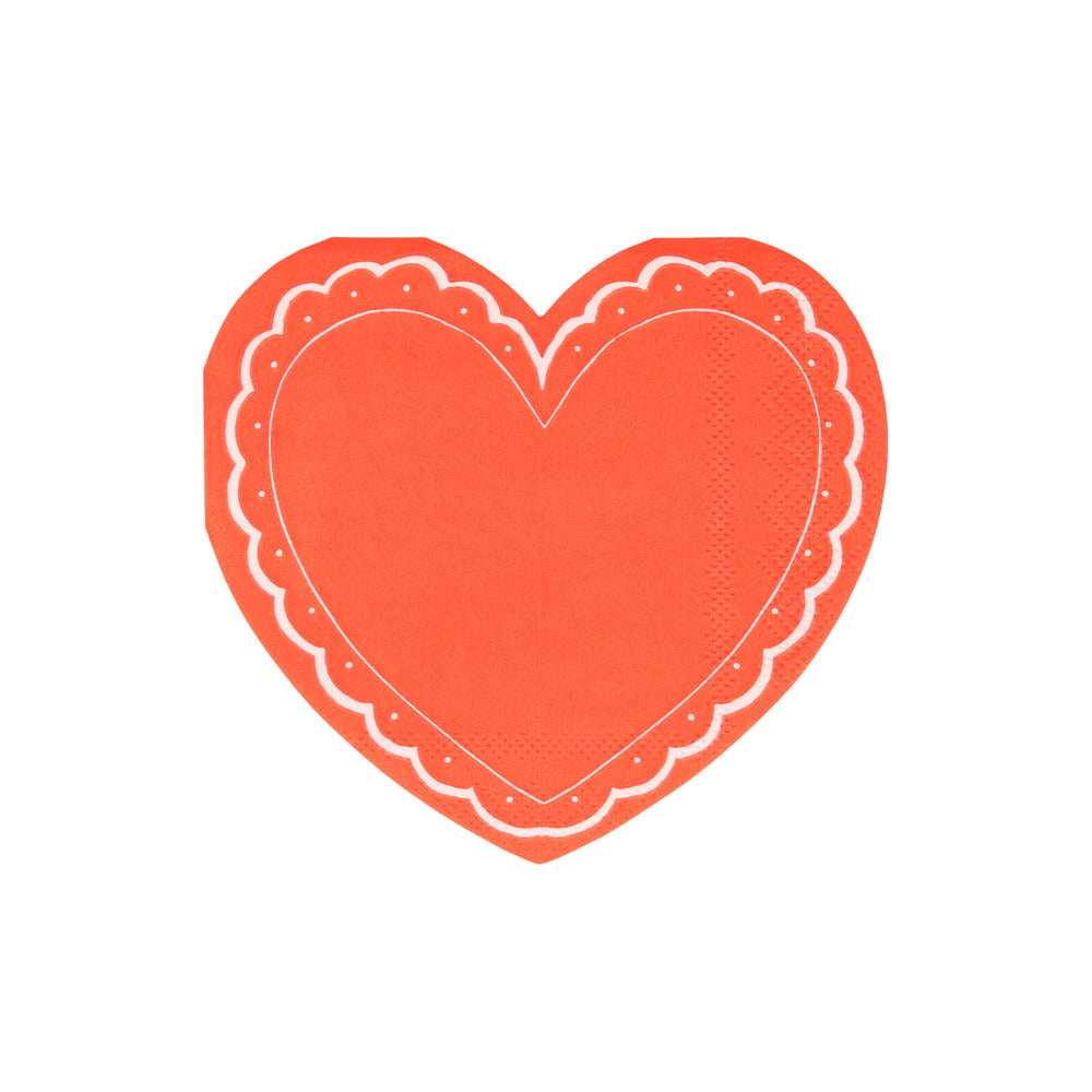 Servilletas con forma de corazón y orilla de encaje - grandes