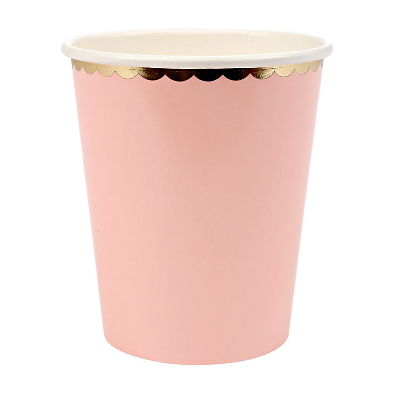 Vasos pastel - 4 colores y orilla dorada