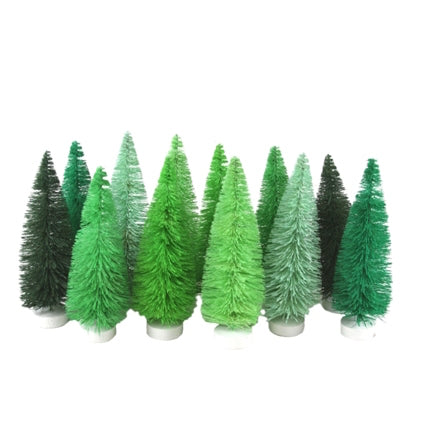 Set 12 árboles de rafia 13.5 cm - verde claro