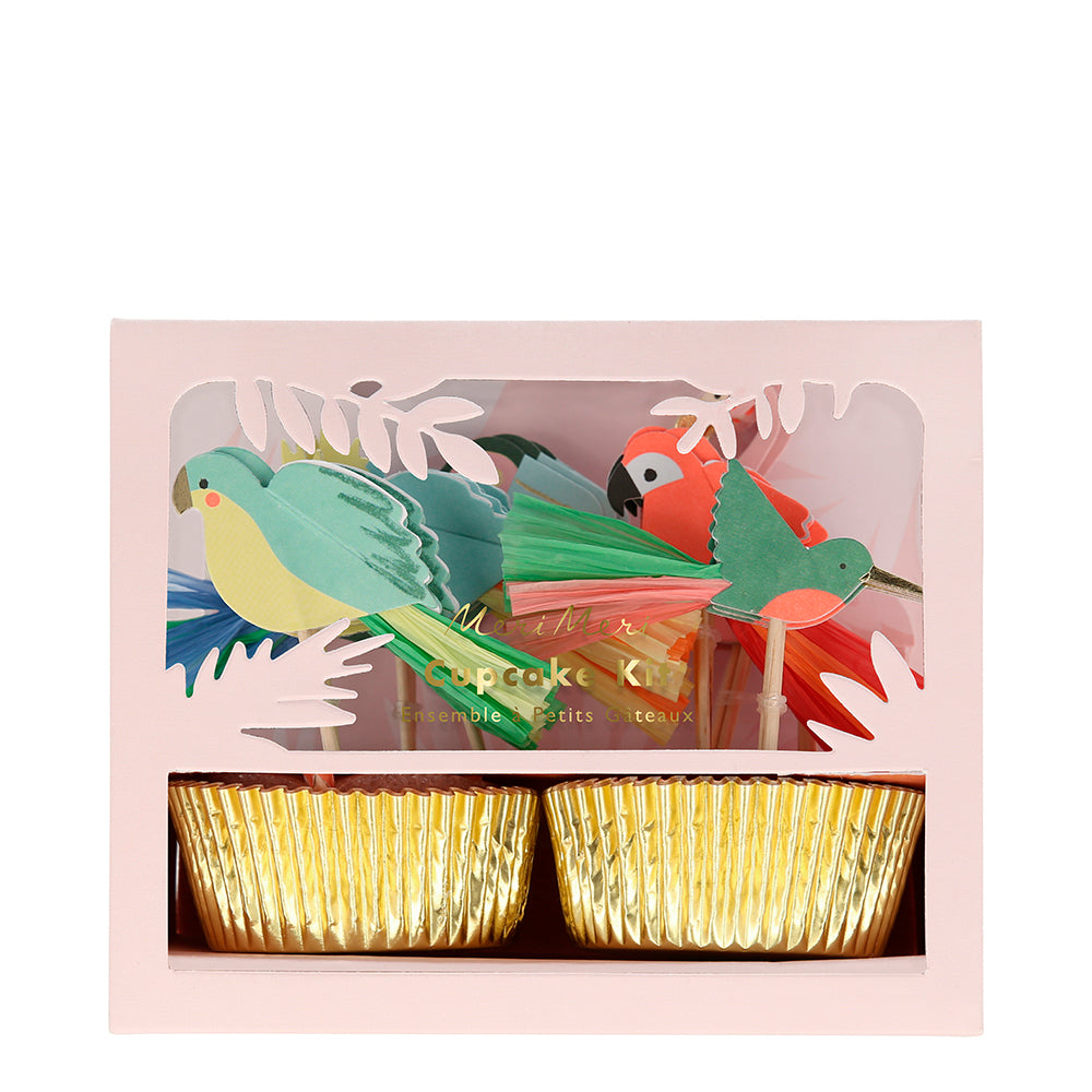 Kit para cupcakes - aves tropicales