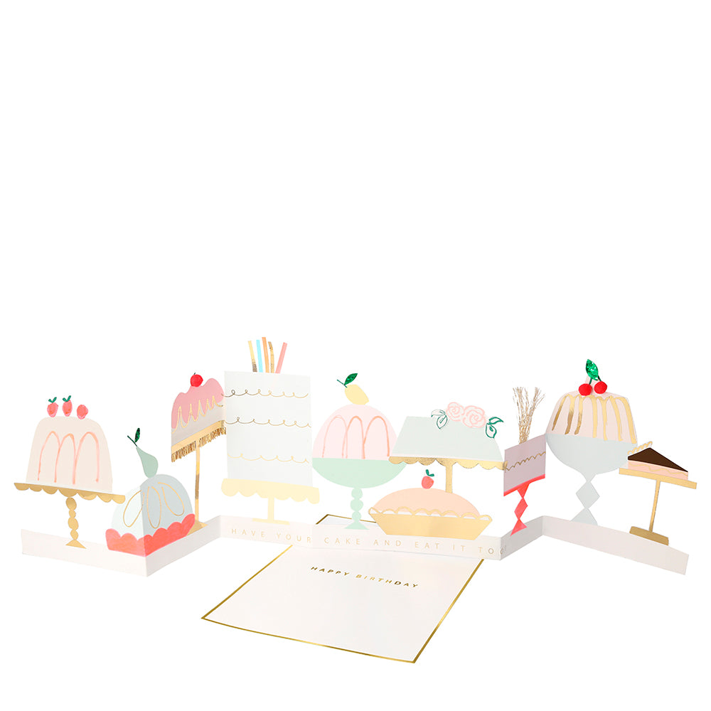 Tarjeta - acordeón pasteles de cumpleaños