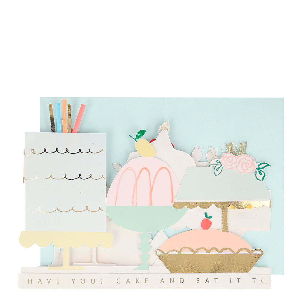 Tarjeta - acordeón pasteles de cumpleaños