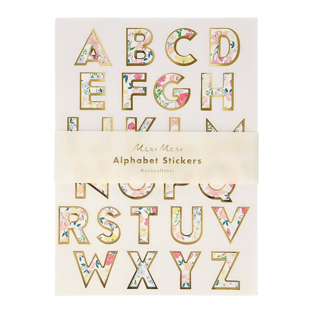 Hojas de stickers - alfabeto jardín inglés